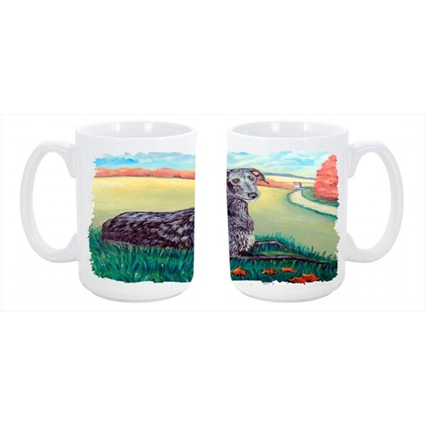 Carolines Treasures Scottish Deerhound Dishwasher Safe Microwavable Ceramic Coffee Mug 15 oz. - 7521CM15