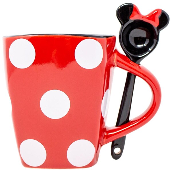 Mickey Mouse 11 oz Disney Minnie Mouse Dress Polka Dots Mug with Spoon - 809354
