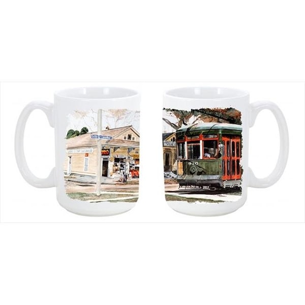 Carolines Treasures Carolines Treasures 8108CM15 New Orleans Street Car Dishwasher Safe Microwavable Ceramic Coffee Mug 15 oz. - 8108CM15