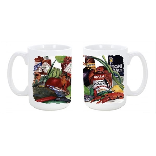 Carolines Treasures Louisiana Spices Dishwasher Safe Microwavable Ceramic Coffee Mug 15 oz. - 8131CM15