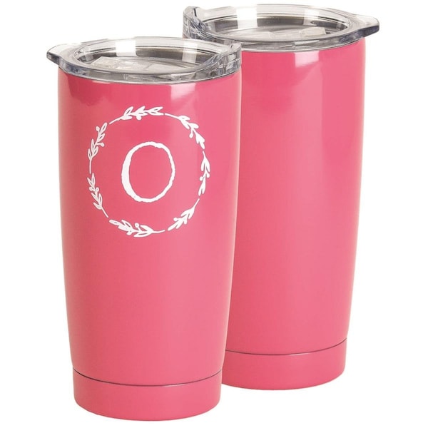 Dicksons 20 oz Tumbler O Monogram Stainless Steel, Pink - SSTUMPK-15