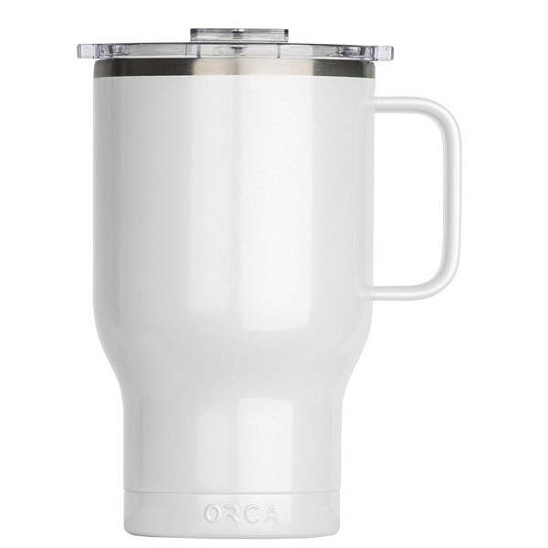 Orca Traveler Series Coffee Mug, 24 oz Capacity, Whale Tail Flip Lid, Stainless Steel, Pearl, Insulated - TR24PE
