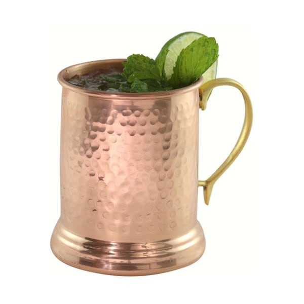 Zees Creations 24 oz Tankard Hammered Copper Mug with Brass Handle - AC6007