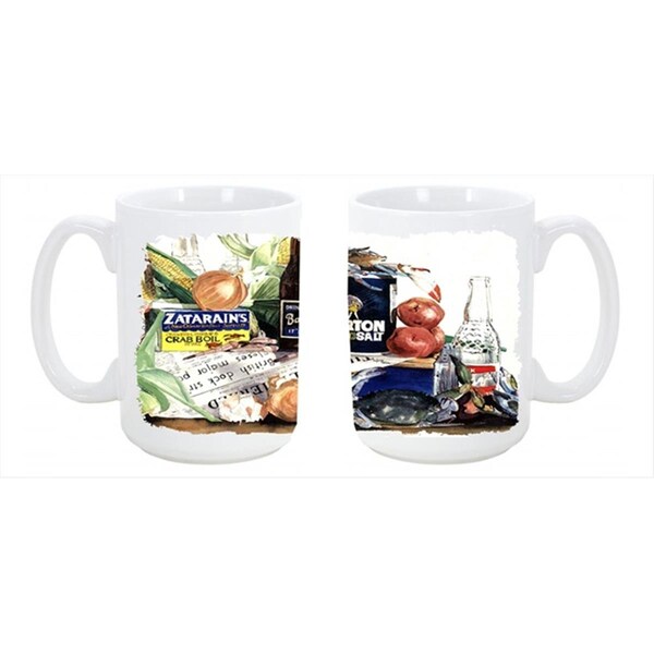Carolines Treasures Barqs- Crabs- and spices Dishwasher Safe Microwavable Ceramic Coffee Mug 15 oz. - 1002CM15