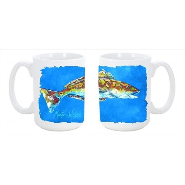 Carolines Treasures Carolines Treasures MW1098CM15 Fish - Red Fish Seafood Two Dishwasher Safe Microwavable Ceramic Coffee Mug 15 oz. - MW1098CM15