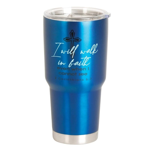 Dicksons 30 oz Unisex I Will Walk By Faith Tumbler, Blue - One Size - SSTUM30BL-14