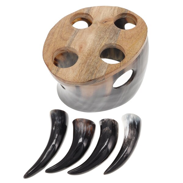 Olafs Ale House Tankherd 4 Bovine Horns 3-4oz w Stand - GH2136SHOT