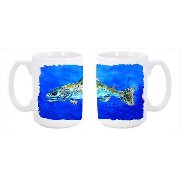 Carolines Treasures Fish Headed Downstream Dishwasher Safe Microwavable Ceramic Coffee Mug 15 oz. - MW1124CM15