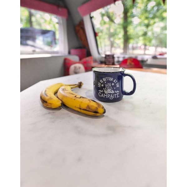 Camco LIFE IS BETTER AT THE CAMPSITE - CERAMIC MUG, BLUE, CAMPFIRE - 53387