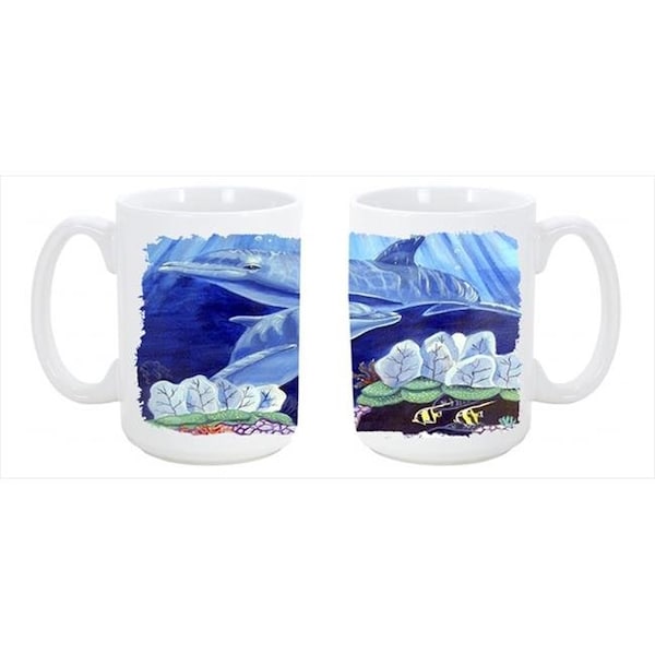 Carolines Treasures Carolines Treasures 7080CM15 Dolphin under the sea Dishwasher Safe Microwavable Ceramic Coffee Mug 15 oz. - 7080CM15