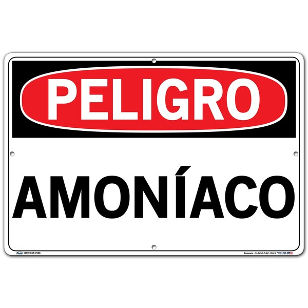 Vestil Aluminum Composite Sign, 12-1/2" Height, 18-1/2" Width, Aluminum Composite, Rectangle, Spanish - SI-D-50-D-AC-130-S