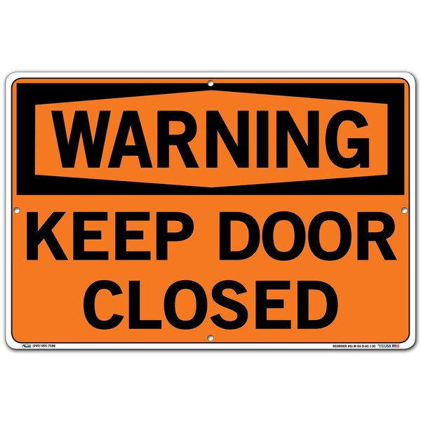 Vestil Aluminum Composite Sign, 12-1/2" Height, 18-1/2" Width, Aluminum Composite, Rectangle, English - SI-W-50-D-AC-130