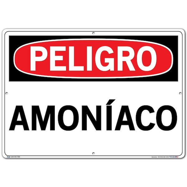 Vestil Aluminum Composite Sign, 14-1/2" Height, 20-1/2" Width, Aluminum Composite, Rectangle, Spanish - SI-D-50-E-AC-130-S