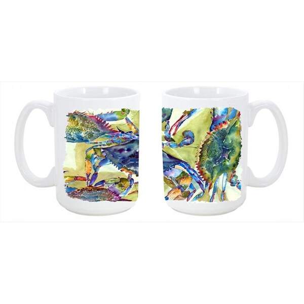Carolines Treasures Crab All Over Dishwasher Safe Microwavable Ceramic Coffee Mug 15 oz. - 8512CM15
