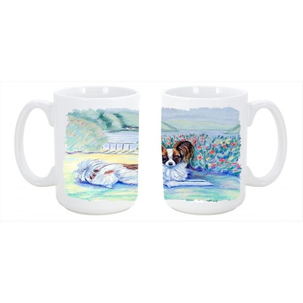 Carolines Treasures Papillon Dishwasher Safe Microwavable Ceramic Coffee Mug 15 oz. - 7244CM15