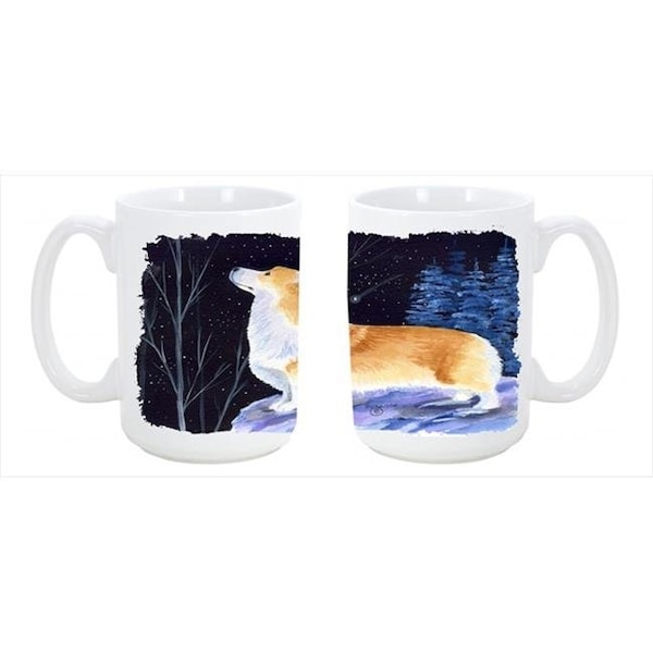 Carolines Treasures Carolines Treasures SS8373CM15 Starry Night Corgi Dishwasher Safe Microwavable Ceramic Coffee Mug 15 oz. - SS8373CM15