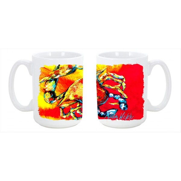Carolines Treasures Crab Hot Dang Dishwasher Safe Microwavable Ceramic Coffee Mug 15 oz. - MW1086CM15