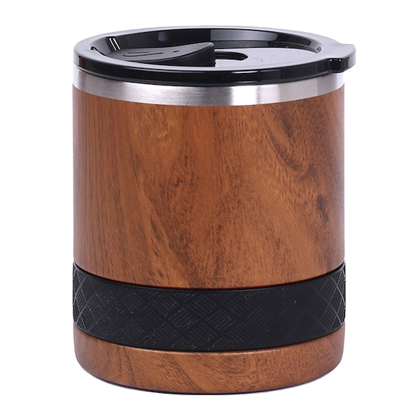 Elemental Recess Series Stainless Steel 10oz Insulated Lowball Rocks Tumbler, Teakwood - ER10WD3