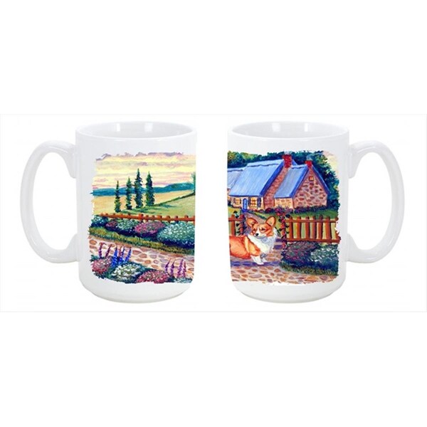 Carolines Treasures Pembroke Corgi at the Cottage Dishwasher Safe Microwavable Ceramic Coffee Mug - 7168CM15