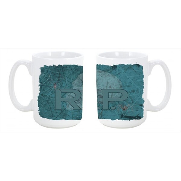 Carolines Treasures RIP Rest in Peace with spider web Halloween Dishwasher Safe Microwavable Ceramic Coffee Mug 15 oz. - SB3004CM15