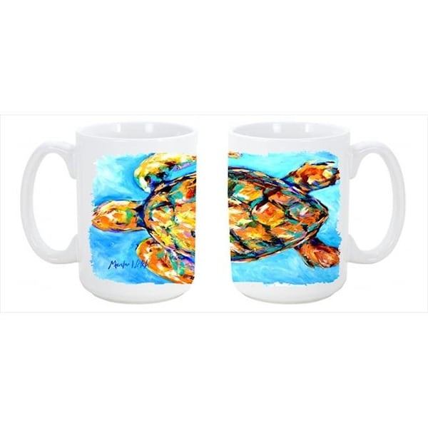 Carolines Treasures Carolines Treasures MW1150CM15 Sand Dance Turtle Dishwasher Safe Microwavable Ceramic Coffee Mug 15 oz. - MW1150CM15