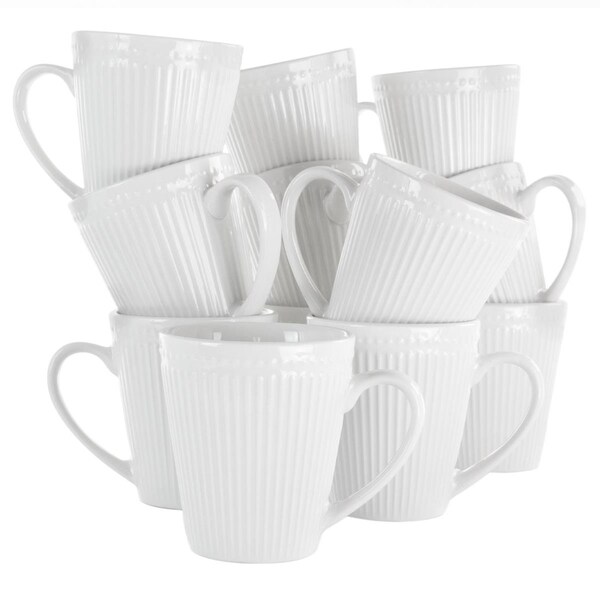 Fastfood Madeline Porcelain Mug Set, White - 12 Piece - FA1664793