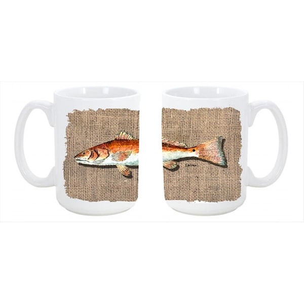 Carolines Treasures Red Fish Dishwasher Safe Microwavable Ceramic Coffee Mug 15 oz. - 8736CM15