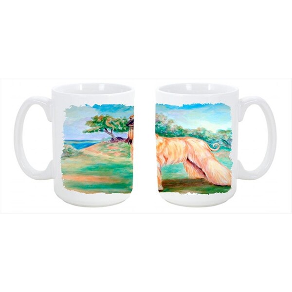 Carolines Treasures Afghan Hound Dishwasher Safe Microwavable Ceramic Coffee Mug 15 oz. - 7138CM15