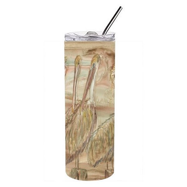 Carolines Treasures Carolines Treasures SC2033TBL20 20 oz Brown Pelicans Double Walled Stainless Steel Skinny Tumbler - SC2033TBL20
