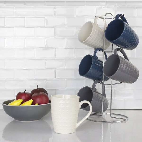 Home Basics 11 oz 6Piece Diamond Mug Set - MS44647