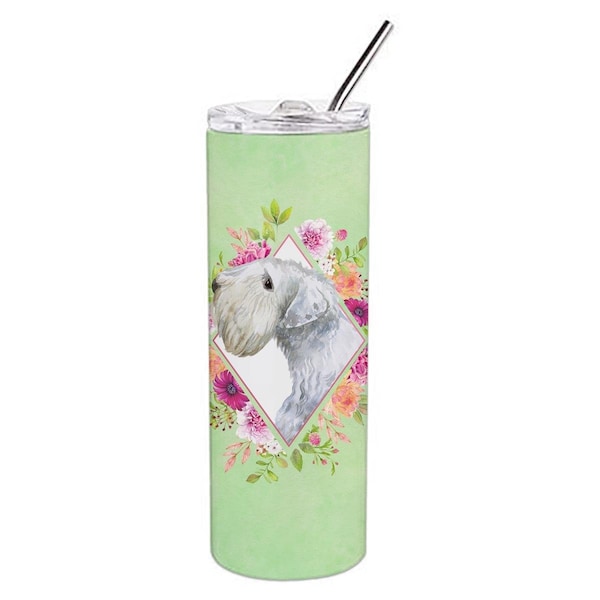 Carolines Treasures 20 oz Sealyham Terrier Green Flowers Double Walled Stainless Steel Skinny Tumbler - CK4340TBL20