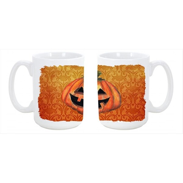 Carolines Treasures October Pumpkin Halloween Dishwasher Safe Microwavable Ceramic Coffee Mug 15 oz. - SB3020CM15