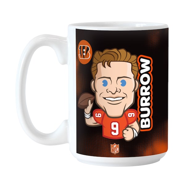 Logo Brands Cincinnati Bengals Joe Burrow Caricature 15oz Sublimated Mug - 607P-C15M-JBC