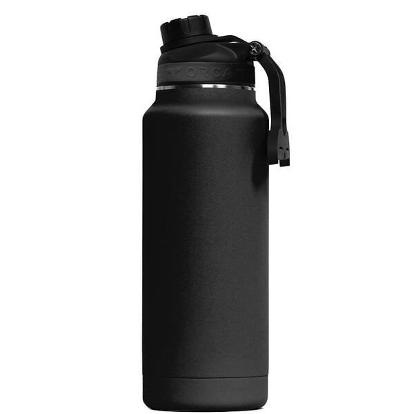Orca Hydration Bottle, 34 oz Capacity, 188 Stainless Steel, Black, PowderCoated - ORCHYD34BK/BK/BK