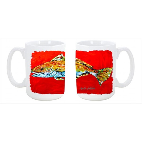 Carolines Treasures Fish - Red Fish Red Head Dishwasher Safe Microwavable Ceramic Coffee Mug 15 oz. - MW1111CM15