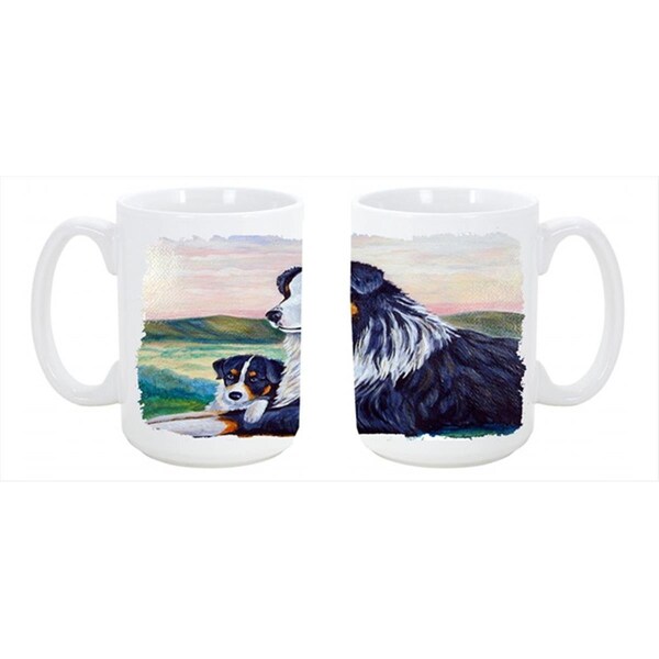 Carolines Treasures Australian Shepherd Dishwasher Safe Microwavable Ceramic Coffee Mug 15 oz. - 7511CM15