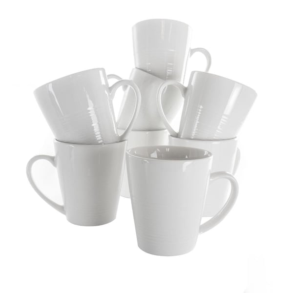 Elama 12 oz Amie Porcelain Mug Set, White - 8 Piece - EL-AMIE