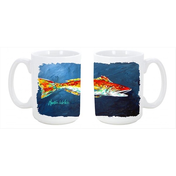 Carolines Treasures Fish - Red Fish Red for Jarett Dishwasher Safe Microwavable Ceramic Coffee Mug 15 oz. - MW1093CM15