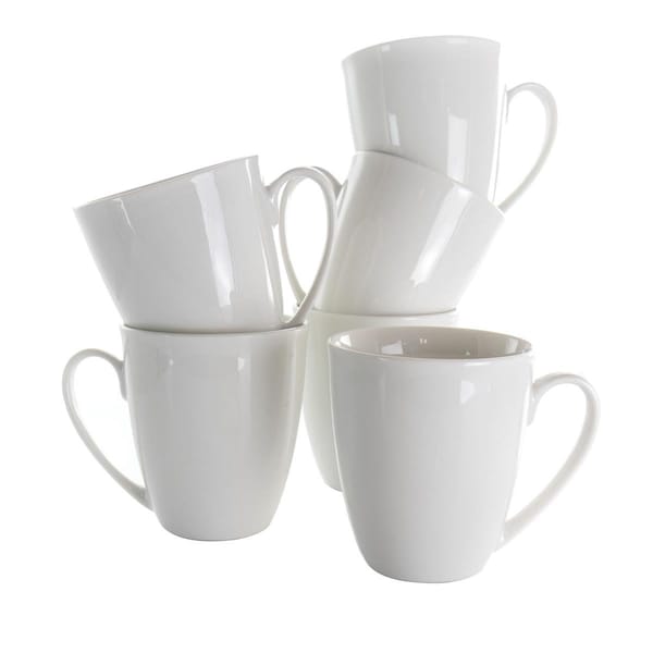 Fastfood 12 oz Rosales Porcelain Mug Set, White - 6 Piece - FA3038676