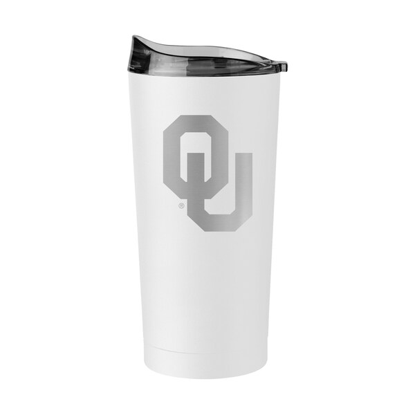 Logo Brands Oklahoma 20oz Etch White Powder Coat Tumbler - 192-S20PT-WHT-9