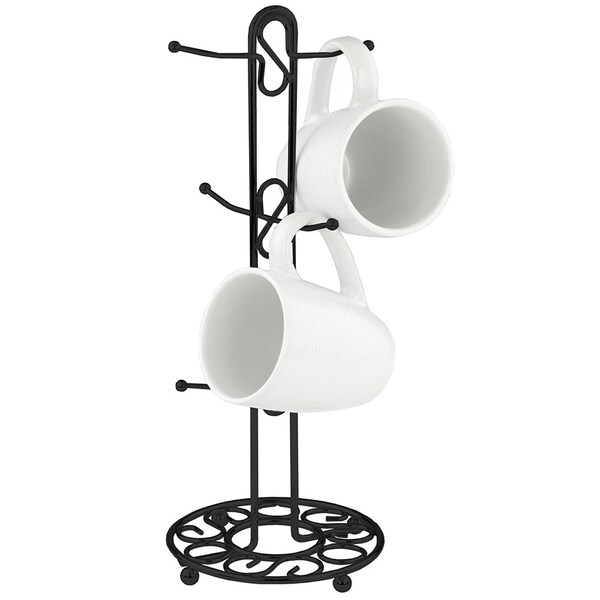 Hds Trading Scroll Collection Steel Mug Tree, Black - ZOR96005