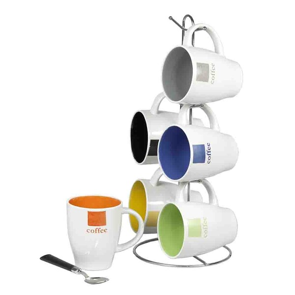 Hds Trading 6 Piece Mug Set with Stand - ZOR95985