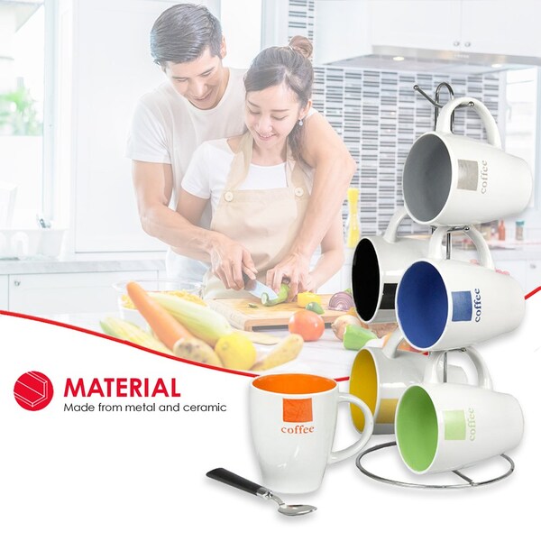 Hds Trading 6 Piece Mug Set with Stand - ZOR95985