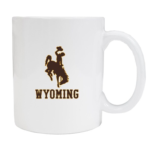 R & R Imports R & R Imports MUG2-C-WY19 W Wyoming Cowboys White Ceramic Coffee Mug - Pack of 2 - MUG2-C-WY19 W