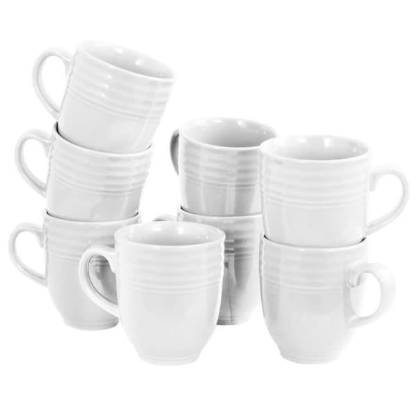Gibson Gibson 90739.01 15 oz Plaza Cafe Mug Set - White - Set of 8 - 90739.01
