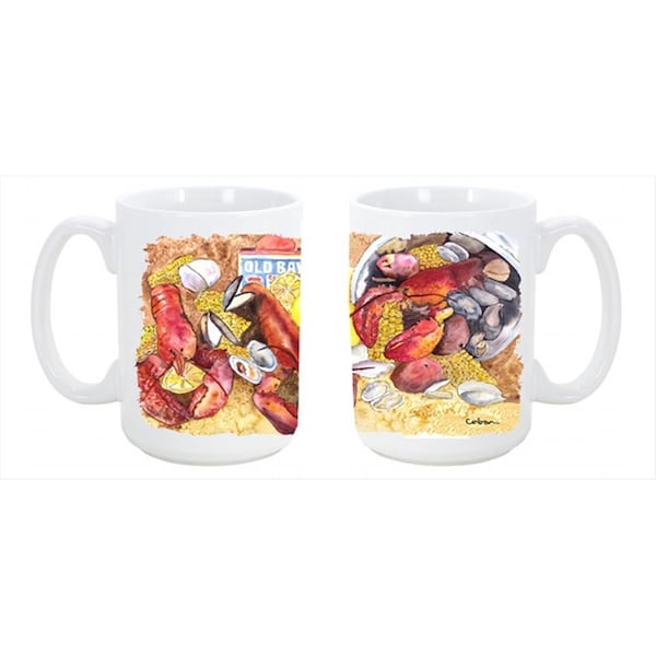 Carolines Treasures Lobster with Old Bay Dishwasher Safe Microwavable Ceramic Coffee Mug 15 oz. - 8719CM15