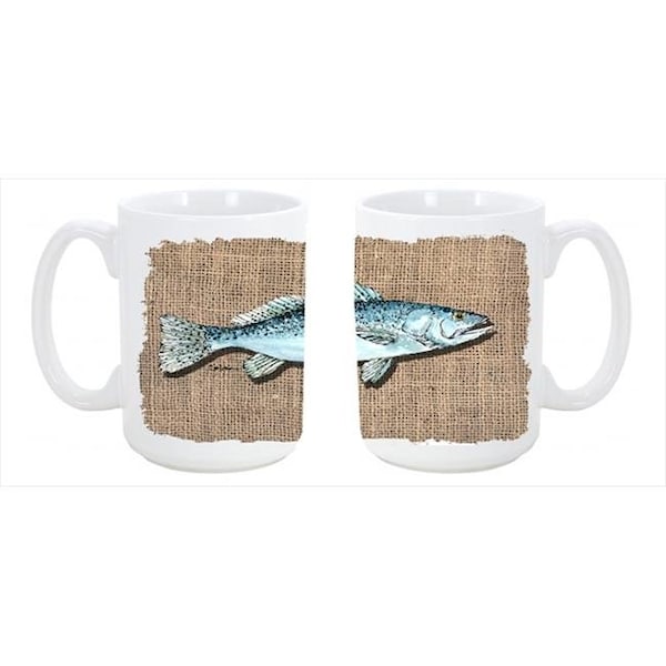 Carolines Treasures Carolines Treasures 8737CM15 Fish Speckled Trout Dishwasher Safe Microwavable Ceramic Coffee Mug 15 oz. - 8737CM15