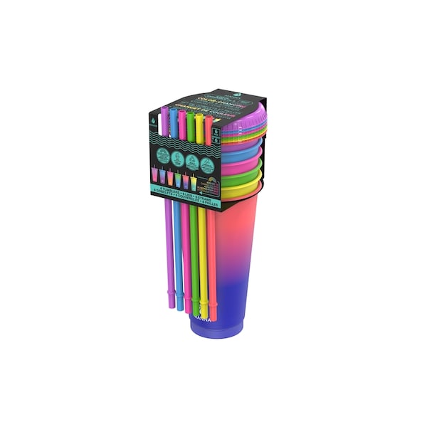 Manna Core Kitchen Manna 24 oz Assorted BPA Free Color Changing Tumbler Lid and Straw - AC31696