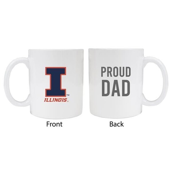 R & R Imports R & R Imports MUG2-C-ILL20 DAD Illinois Fighting Illini Proud Dad White Ceramic Coffee Mug - Pack of 2 - MUG2-C-ILL20 DAD