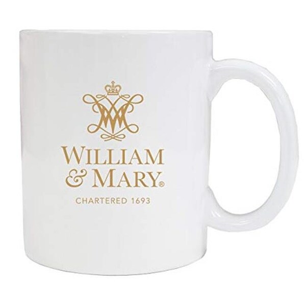 R & R Imports R & R Imports MUG2-C-WAM19 W William & Mary White Ceramic Coffee Mug - Pack of 2 - MUG2-C-WAM19 W